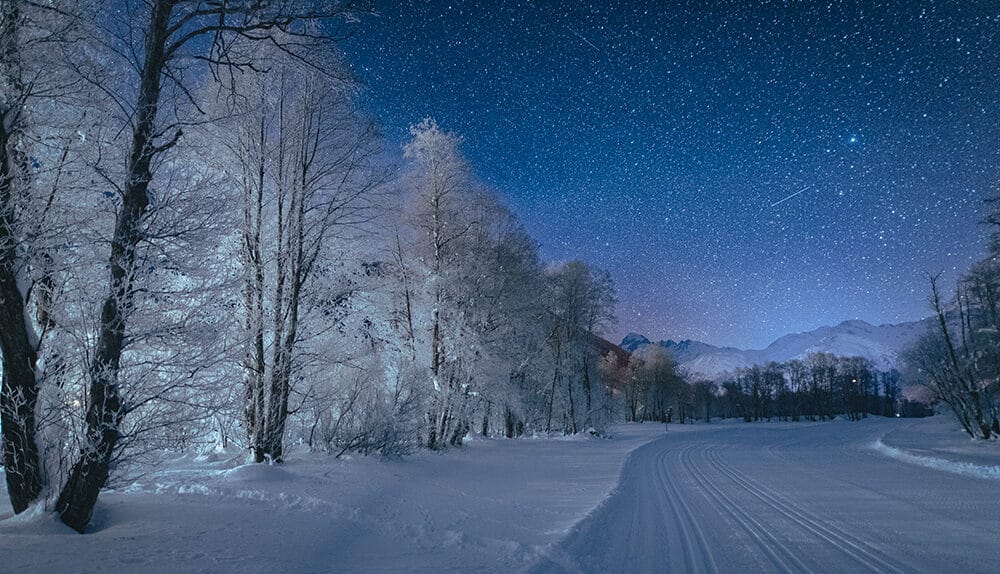 Winter im Goms. Sternenhimmel über dem Goms